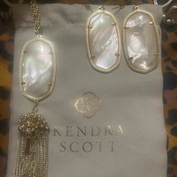 Kendra Scott-Mother of Pearl-Rayne Necklace & Elle Earrings - Picture 2 of 4